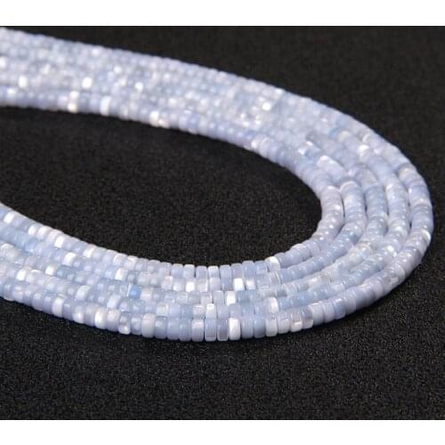 Wholesale 2x4mm Cylinder Shell Beads Blue Dyed Natural Mother of Pearl Shell Loose Beads for Jewelry Making DIY Bracelet 15"