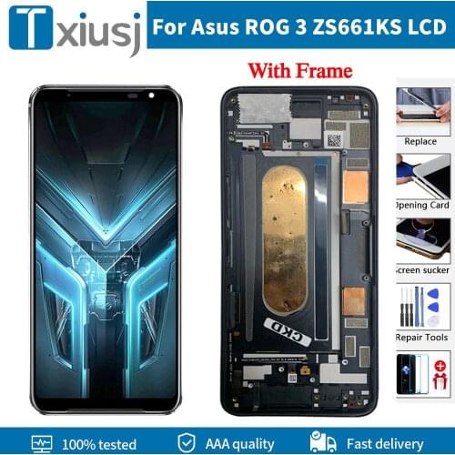 Original Amoled For Asus ROG 3 ZS661KS LCD Display Screen+Touch Panel Digitizer For ROG Phone 3 Strix ASUS_I003DD + Free tools