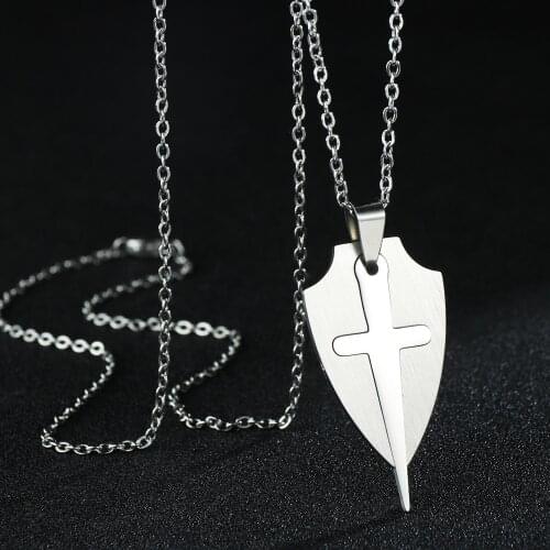 New Fashion Gothic Men Stainless Steel Silver Color Necklace Long Chain Cross Pendant Women Jewelry Accessories Party Wholesale