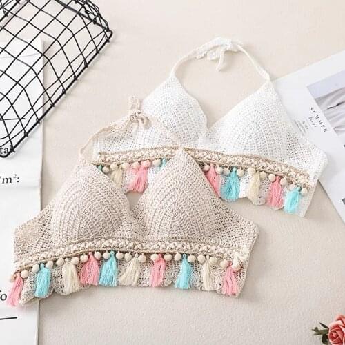 Beachwear cute tops women halter top ropa de mujer sexy crochet camisole women hollow out crochet crop tops