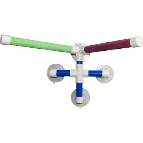 Parrot Bird Perches Shower Stand Bath Shower Scrub Station Frame Four Corner Stand Four Suction Cup Double Stop Bar BirdCage toy