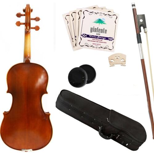 Yinfente 4/4 Violin Full Size Fiddle One piece Flame Maple Ebony Fittings Violin Case Bow Hand Carved