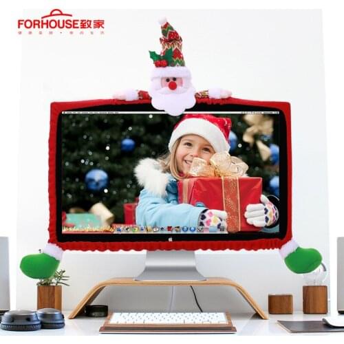 Happy Christmas Computer Dust-proof Covers 3D Cartoon Santa Claus Snowman Elk Non-Woven Computer Cases Home Decorations