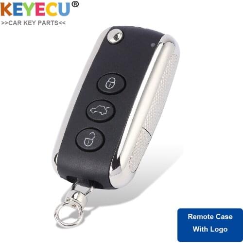 KEYECU Flip Folding Remote Auto Car Key Shell Case Cover for Bentley Mulsanne Hurtling GT Flying Spur C*ontinental, Fob 3 Button