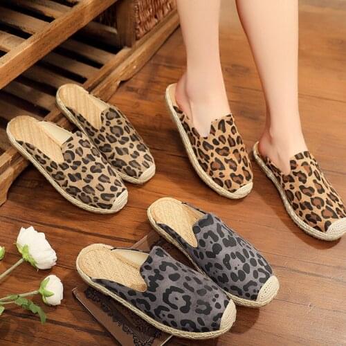 Womens Slippers Summer Beach Casual Shoes Retro Leopard Print Flat slides Thick-Soled Cork Slipper Fashion Flip Flops Hot YC-21