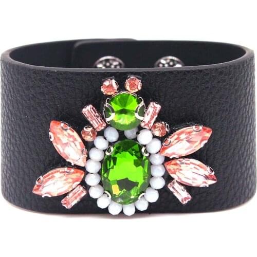 TOTABC New Embroidery Crystal Bee Leather Bracelet For Women Fashion Bracelet wholesale Jewelry Gift