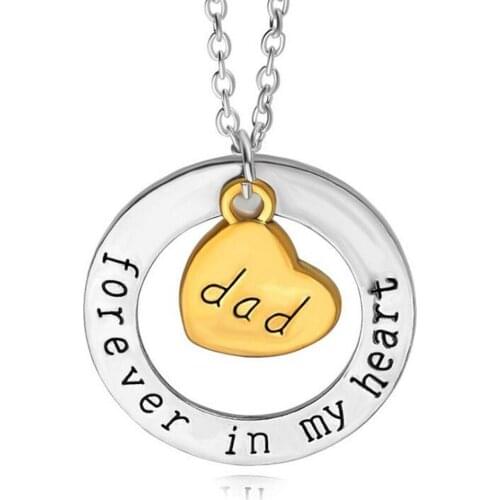 Trendy Dad Heart Forever In My Heart Charm Pendant Chain Necklace Men Daddy Fathers Necklaces Family Jewelry Fathers Day Gifts