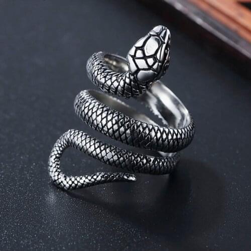 Unisex Popular Silver Color Snake Shaped Winding Texture Metal Ring for Women Men Party Jewelry Accessories Size 6-10