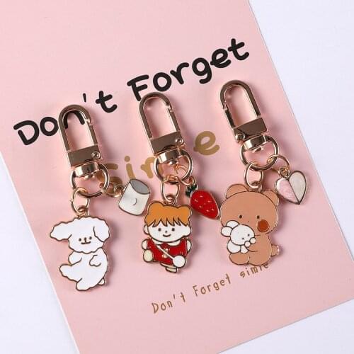 Korean Bear Airpods Keychains Accessories Pendant Bag Jewelry Key Chain Girl-Heart Lovely Rabbit Pendant Doll Cute Key Rings
