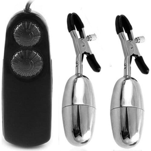 Womens vibrating double nipple clip masturbation appliance husband and wife flirting adult fun products