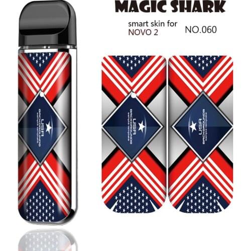 Magic Shark 2.5D USA Flag Skul Stars Tai Chi Vape Sticker Case Wrap Film Cover Skin for Smok Novo 2