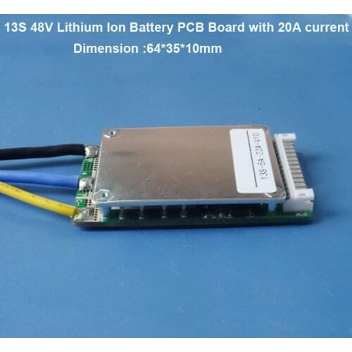 High quality Little size 13S 48V lithium ion Battery BMS 54.6V PCB with 20A current for li-ion rechargeable bike battery