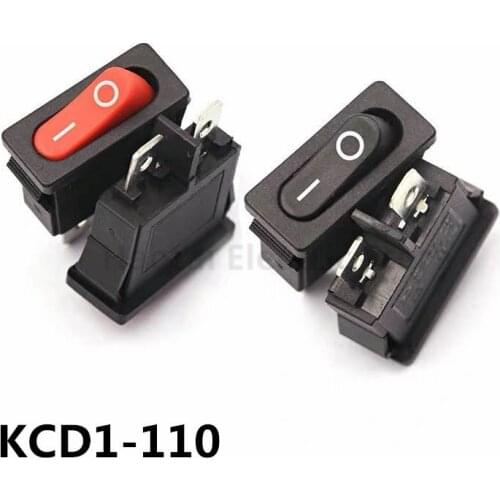 10 pcs/lot KCD1-110 2 Pin 250V 6A Boat Switch Snap-in SPST ON OFF Rocker Position