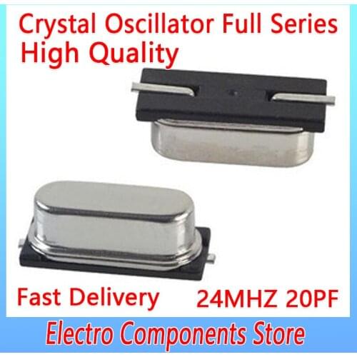 10PCS/Lot HC-49SMD 2Pin 49SMD Passive Crystal Oscillator 24M 24.000MHZ 24.000 24MHZ Quartz Clock Oscillator Crystal 20PF 20PPM