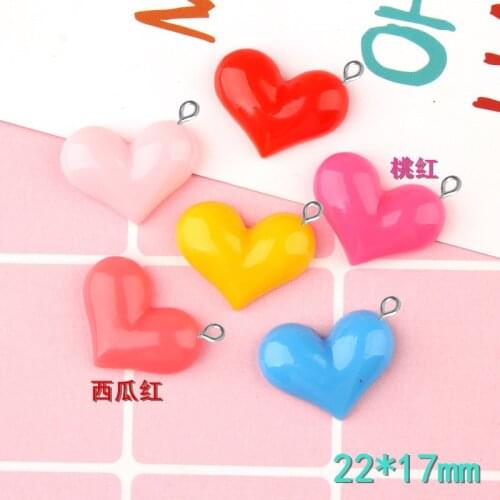 10pcs 22*17mm Resin flatback heart shape charms diy girl children jewelry making resin kawaii cabochon craft decoration boutique