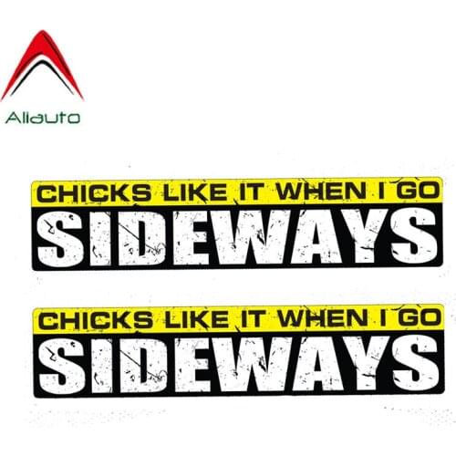 Aliauto 2 X Funny Car Stickers Chicks Like It When I Go Sideways Warning Decal Accessories PVC for Mercedes Honda,15cm*3cm