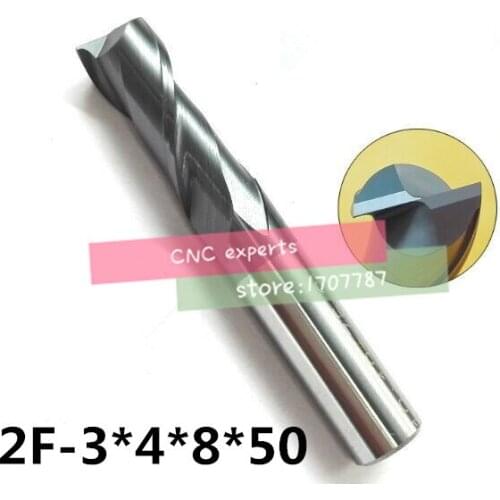 2f-3.0*4*8*50,hrc50,two Flutes Spiral Bit Milling Tools Carbide Cnc Endmill Router Bits