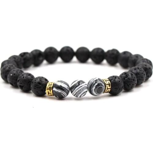 5 Color 8mm Malachite Stone Black Lava Beads Bracelet DIY Essential Oil Diffuser Bracelet Volcanic Rock Jewelry Drop Shipping