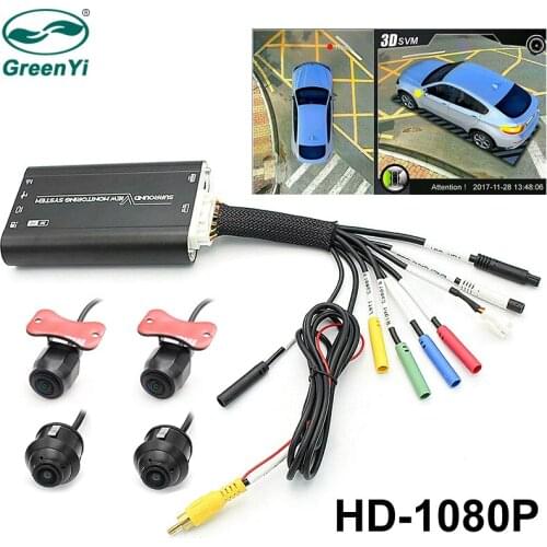 GreenYi 360 Degree Surround View Monitoring Panoram System with Front Rear Left Right Camera Bird View Parking Car DVR Universal