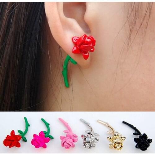 COSANER Rose 3D Fashion Anime Cartoon Earring Stud Earrings Women Girls Kids Jewelry Birthday New Gift
