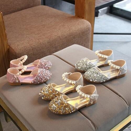 2021 Summer Childrens Sandals Girls Sequins Diamonds Rhinestone Shoes Kids Pearl Crystal Single Princess Sandals