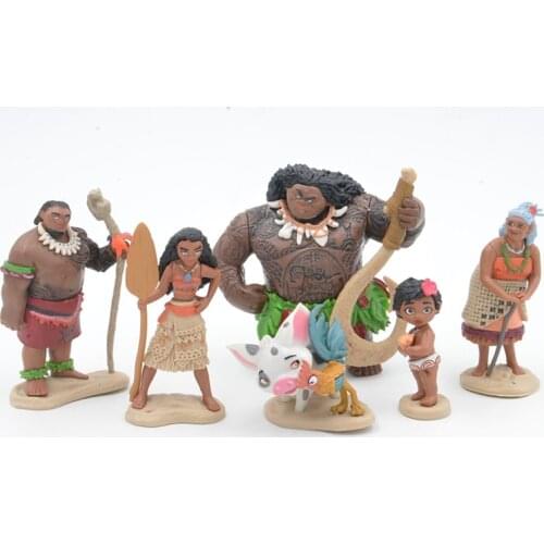 Disney Cartoon Movie Moana 6pcs/set 6-12cm Moana Princess Maui Chief Tui Tala Pua PVC Action Figure Decoration Toys For Children