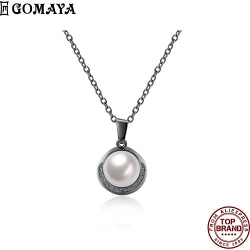 GOMAYA Round Surround Shell Pearl Women Necklace Noble Vogue Elegant Trendy Pendant Necklaces Prom Jewelry Gift For GirlFriend