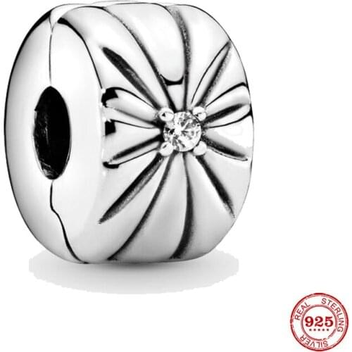 2021 Hot New 925 Sterling Silver Beads Sunburst Clip Charm Fit Original Pandora Bracelet Diy Women Jewelry
