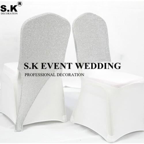 Hot Sale Glitter Sequin Spandex Chair Cover Cap Hood For Wedding Banquet Event Decoration