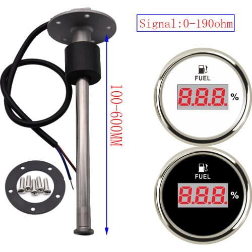 0-190Ohm Oil Tank Level Indicator Meter with Fuel Level Sensor 150MM 200MM 250MM 450MM for Digital 52MM Gauge Fuel Level Gauge
