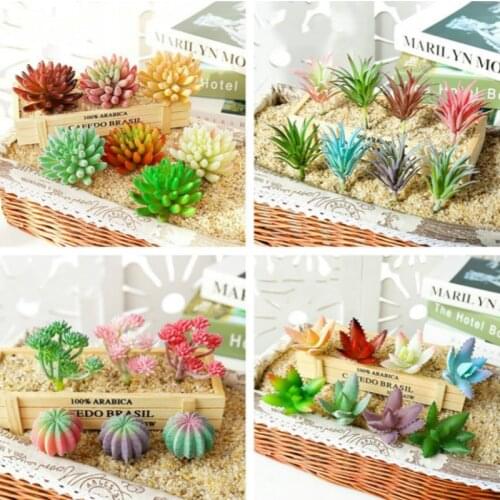 Artificial Multi Style Flocking Succulent Plants DIY Home Garden Office Wedding Decoration Party Mini Bonsai Plante Artificielle
