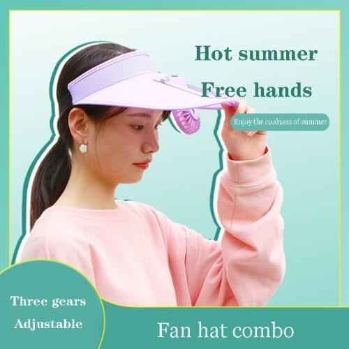 Childrens Cartoon Baby Outdoor Thin Sunshade Cool Hat Adjustable Empty Top Boys Girls USB Rechargeable Sun Cap With Fan C98B