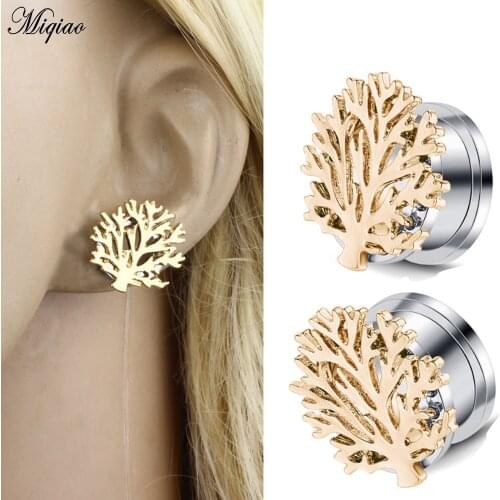 Miqiao 2 piece Stainless Steel Hot Selling Life Tree Pulley Ear Expander Ear Expander Earrings Piercing Jewelry Ear Plugs