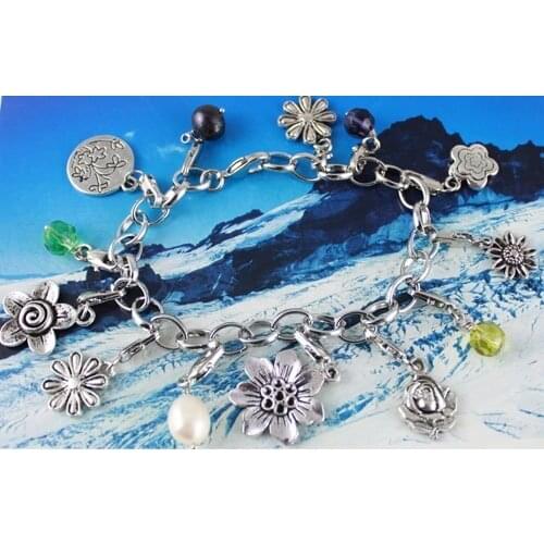 15PCS Fashion Flower Charm Bracelet #20309