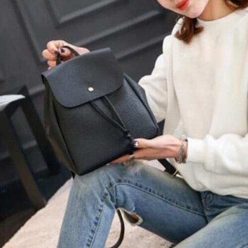 Fashion Women backpack 2020 Vintage Pure Color Leather School Bag Backpack Satchel backpack women Shoulder Bag Bolsa