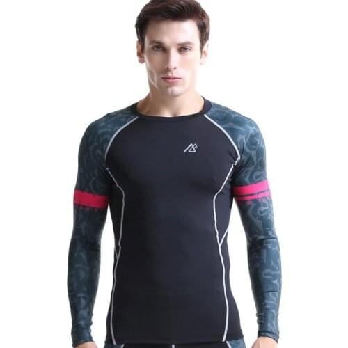 Men`s Technical Graphic Rash Guard Compression Base Layer Shirt Quick-dry Ultralight Bodybuilding Fitness Tops Shirts