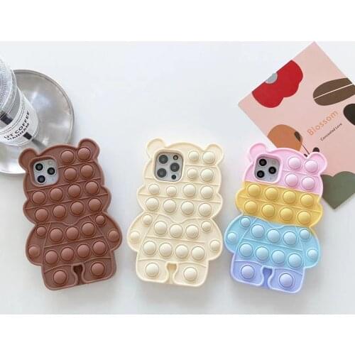 Funny Bear Push It Bubble Fidget Toys Anti Stress Case For Samsung Galaxy A50 A70 A31 A51 A71 A52 A12 Note 10 Plus Soft Cover