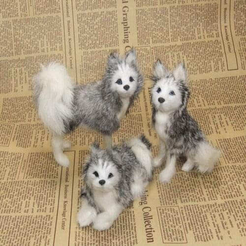 3 pieces a set Simulation husky dogs polyethylene&furs small dog models gift y0216