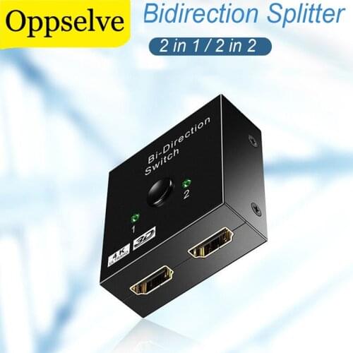 Oppselve HDMI Switch Bidirectional HDMI Splitter 1 In 2 Out 2 Input 1 Output Supports 4K 3D 1080P For Xbox PS4 DVD HDTV Camera