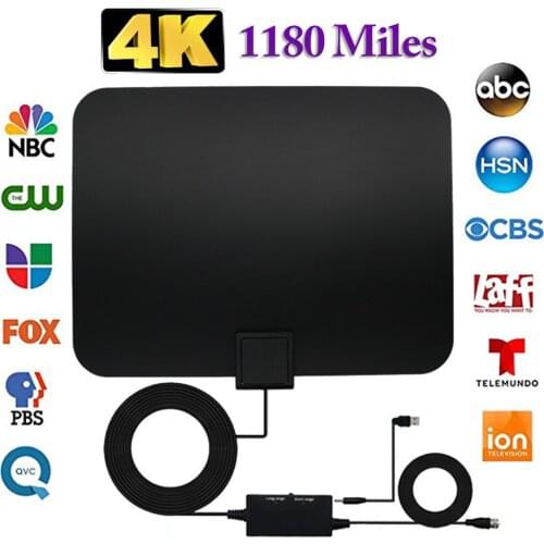Professional Carbon Fibre 1180 Miles TV Antenna Indoor TV Digital HD Antenna 4K HD Television Switch Amplifier Signal Booster