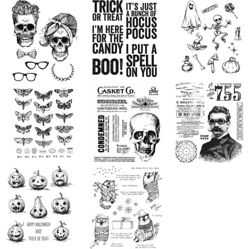Clear Stamps Skull Horror Halloween Ghost Ghost Face Pumpkin Butterfly Cats For DIY Scrapbook Photo Album Craft Card 2021 New