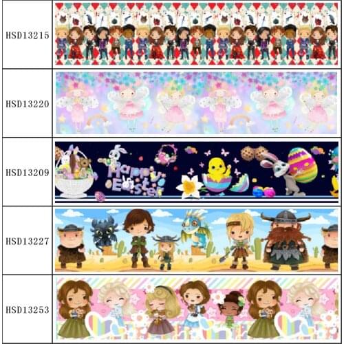 HuangTao 22MM 25MM 38MM 50MM 75mm Printed Pattern on Grosgrain Ribbon for diy ribbon