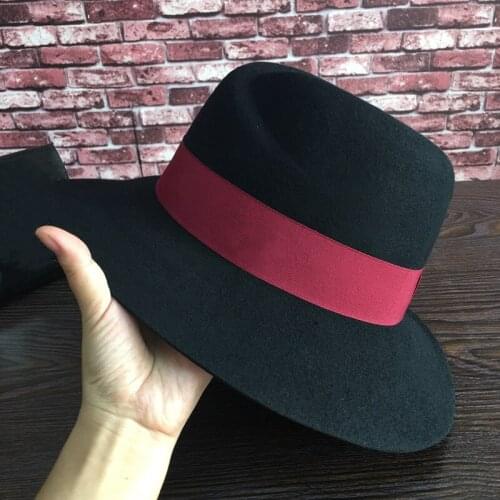 Fedoras standard black wine red ribbon cloth hat Sir Sagging eaves abnormity cap temperament of men and women Panama