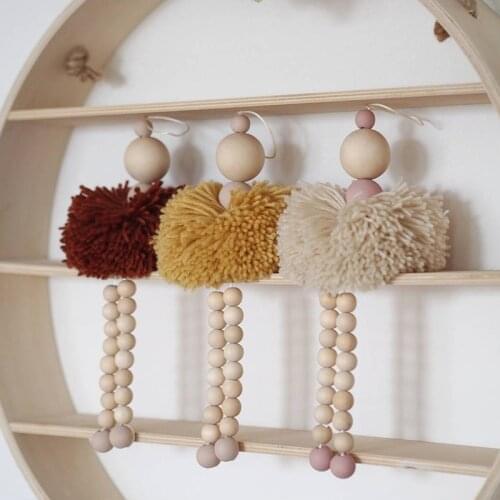 Nordic Ballet Girl Adornment Dancer Hanging Decoration Wooden Beads Girl Room Decor Nursery Baby Tent Ornament Photography Props