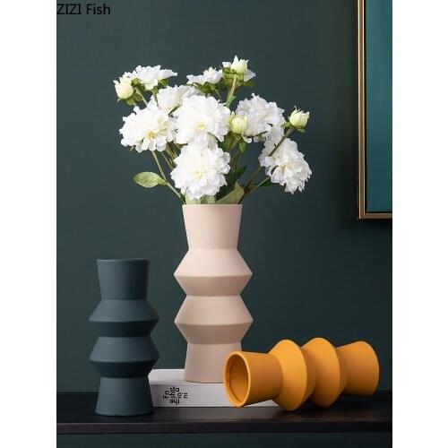Nordic Vases for Flowers Irregular Shape Gyro Ceramics Vase Minimalist Solid Color Flower Pot Floral Arrangement Home Decoration