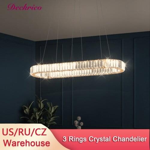 Modern Crystal Pendant Chandelier Lights For Living Room Luxury Oval Led Fixtures Home Deco Hanging Lamp for Bedroom Lighting
