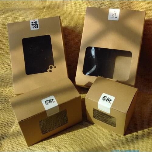 Middle size150x75x102mm Kraft paper box with PVC open Windows Biscuits Dried food packing kraft paper box Gift box 200pcs/lot