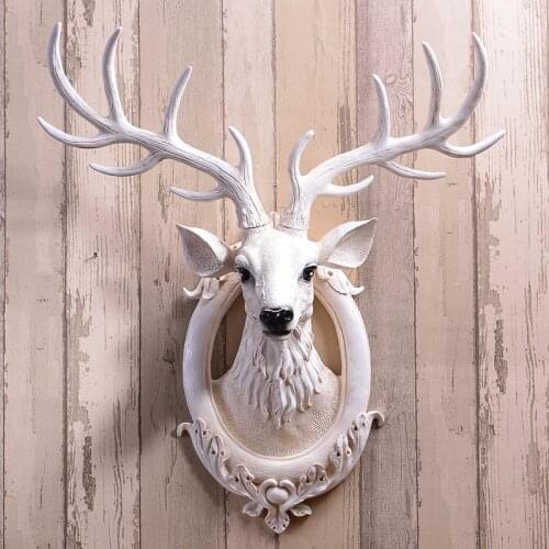 Vintage Home Decoration Accessories Imitation Deer Head Wall Hanging Statue Wall Dector Antelope Head Abstract Sculpture