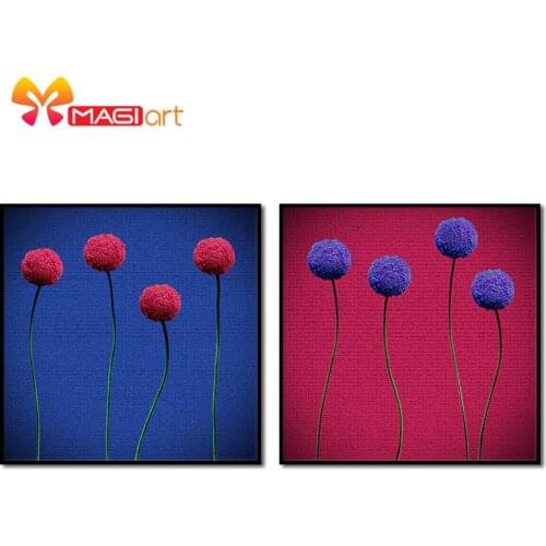 Cross stitch kits Embroidery needlework sets 11CT water soluble canvas patterns 14CT Oil painting Two color flower-NCMF106