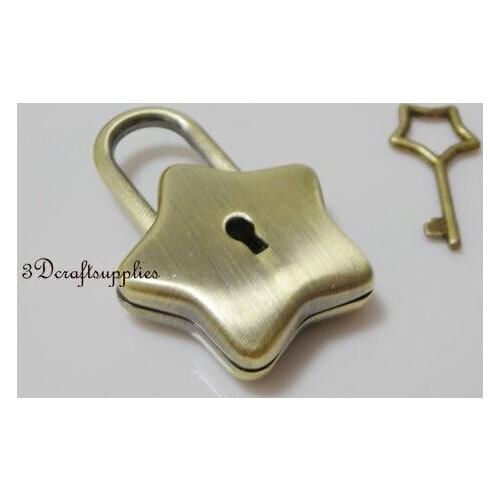 Padlock purse lock star Shaped come with key anti bronze 4.2 cm x 3.2 cm E46